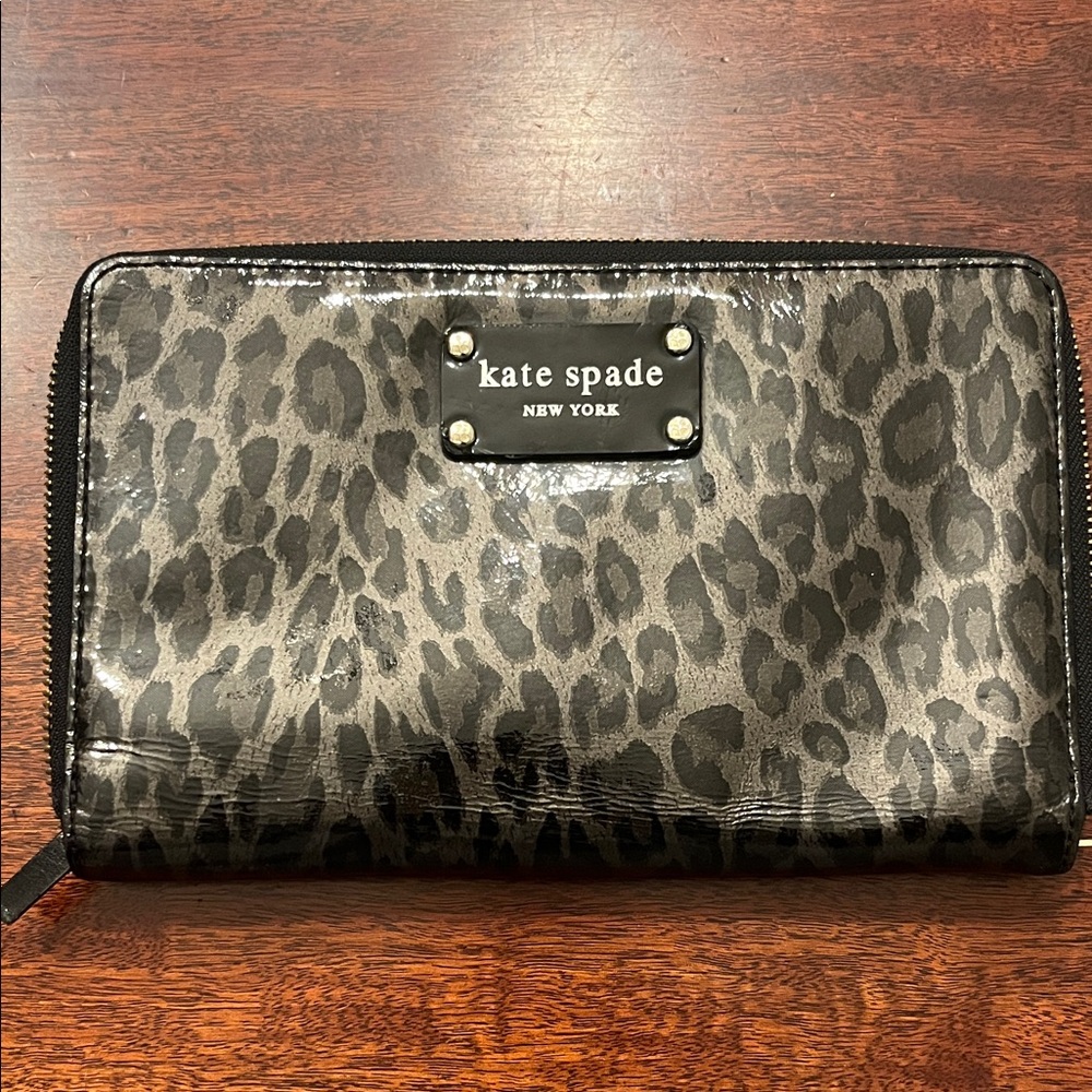 Kate Spade Black and Gray Animal Print Wallet